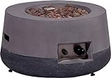 dobar Runder Outdoor Lava-Ofen mit Lavasteinen, Propangas-Flamme, Magnesium-Feuerstelle Feuerschale Grau 60 x 60 x 30 cm