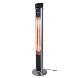 JOM Standheizstrahler Infraotstrahler Terassenstrahler Edelstahl H�he 110 cm 3 Heizstufen mit Fernbedienung 1600 Watt IP55