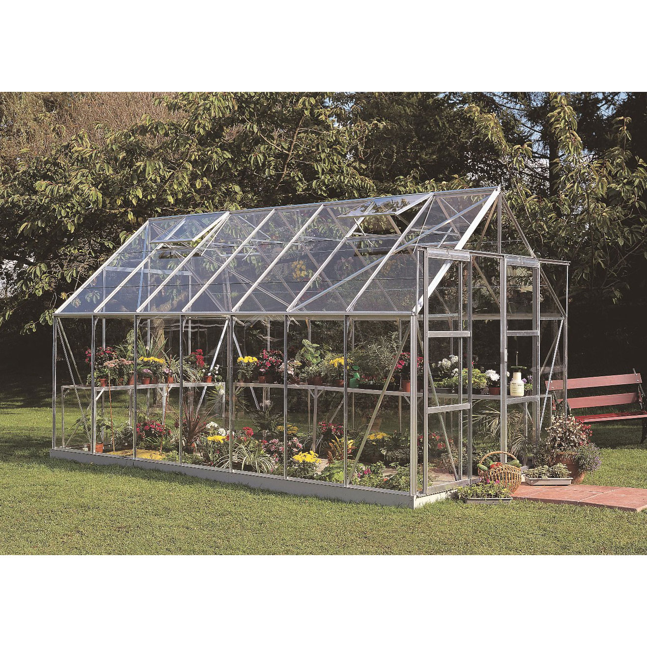 Juliana Halls Gew�chshaus Magnum silber 148 11,5m� 3 mm Blankglas und Doppelschiebet�r