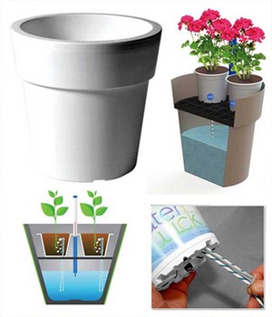 Pflanztopf WaterWick� �Weiߴ (1 Set)