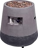 dobar Konischer Outdoor Lava-Ofen mit Lavasteinen, Propangas-Flamme, Magnesium-Feuerstelle Feuerschale Grau 50 x 50 x 50 cm