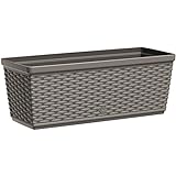 Emsa Blumenkasten f�r den Balkon, L�nge 50 cm, Selbstbew�sserungssystem, Quarzgrau, Casa Mesh, 517488