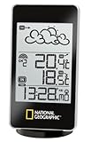 Bresser National Geographic Wetterstation Basic mit Wettertrendanzeige der n�chsten 12 Stunden, Innen- / Au�entemperatur, DCF-Funksignal und Au�ensensor, schwarz