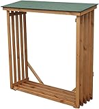 dobar Holzlager Gro�e Kaminholzregal Wand XL aus Holz f�r drau�en im Garten, 140 x 50 x 143 cm, Kiefer, gr�n/braun