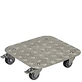 WAGNER Pflanzenroller  - ALASKA - Aluminium Riffelblech, silberfarben, 29 x 29 x 7,3 cm, softe Rollen, 2 Feststeller, Tragkraft 150 kg - 20700301