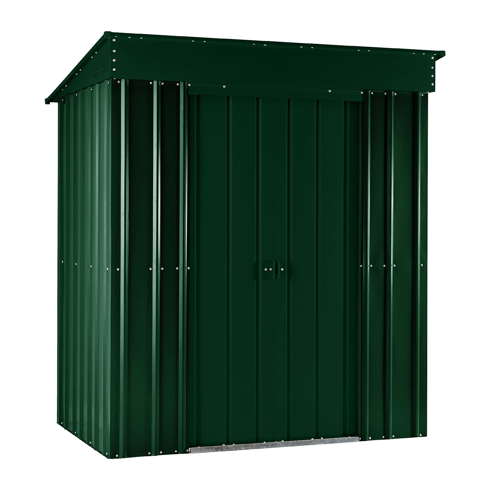 Metallger�tehaus 6x4 m, dunkelgr�n, Pultdachform