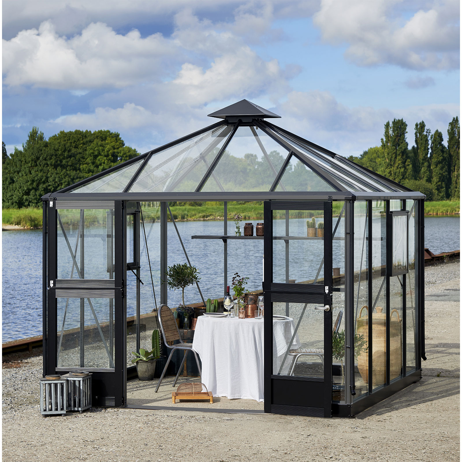 Juliana Oase Gew�chshaus 8,8 m� mit Sicherheitsglas - anthrazit