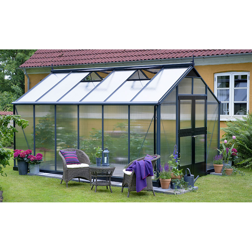 Juliana Gew�chshaus Premium anthrazit 10,9 m�, Stegdoppelplatten 10 mm