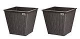 Gartenfreude 2 St�ck 61 Liter Pflanzk�bel Pflanzgef��e Blumenk�bel Blumentopf f�r Blumen etc. aus Polyrattan 41,5 x 41,5 x 38 cm, wasserdichter Kunststofftopf, anthrazit