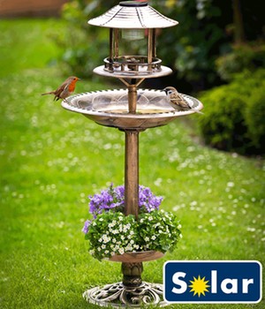 Solar-Vogelbad mit Pflanzschale bronze (1 St�ck)