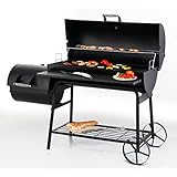 Tepro Smoker Holzkohle Grill Garten Terrasse BBQ Natchez 1088N, schwarz