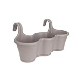 Elho Corsica Easy Hanger Trio - �bertopf - Taupe - Drau�en & Balkon  - L 53.5 x W 27.1 x H 25.9 cm
