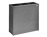 Gartenfreude Pflanzk�bel, Raumteiler Polyrattan, 3x Kunststoff-Eins�tze, grau, 76x26x73 cm, 4000-1070-056