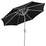 Gartenfreude Alu Sonnenschirm Marktschirm UV+50 270 cm, Schwarz
