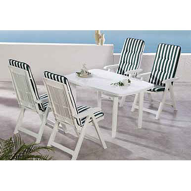 Best 9-teiliges Gartenm�belset Santiago und Festival weiss mit Auflagen Design 0269