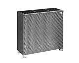 Gartenfreude Pflanzk�bel, Raumteiler Polyrattan, 3x Kunststoff-Eins�tze mit Aluminumf��en, grau, 76x26x73 cm, 4000-1071-056