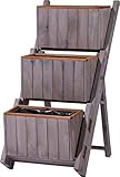 dobar 29252e Ausklappbare Pflanztreppe f�r individuelle Gestaltung, Blumentreppe mit 3 separaten Pflanzk�sten inkl. Pflanzfolie, 41 x 55 x 85 cm, grau, Kiefer