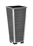 EVERFLOOR Pflanzk�bel Pflanzgef��e Blumenk�bel Blumentopf f�r Blumen etc. WPC 27 x 27 x 62 cm, f�r Innen und Au�en, wasserdichter Kunststoffeinsatz, anthrazit