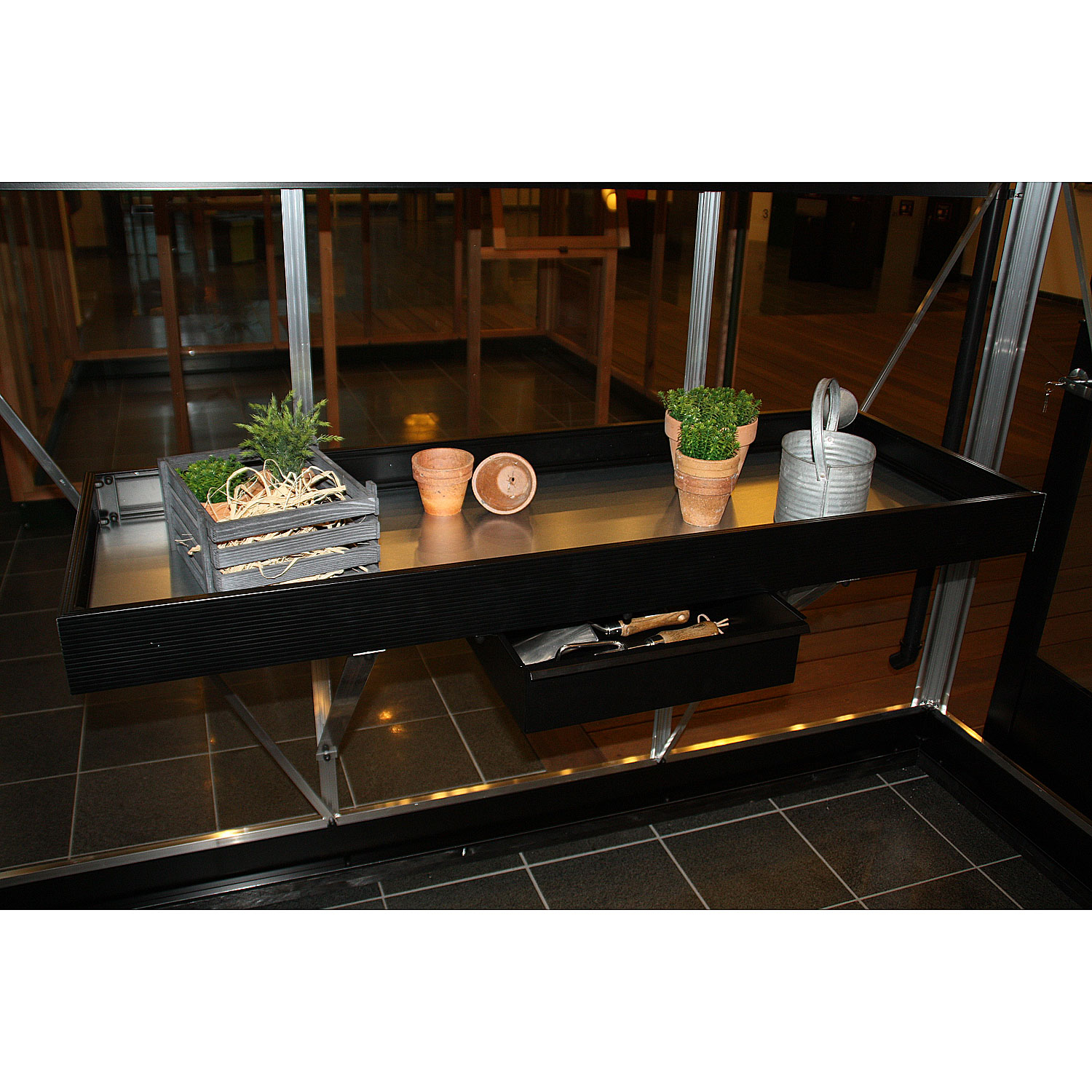 Juliana Gew�chshaus Alutisch integriert schwarz 2 Sektionen