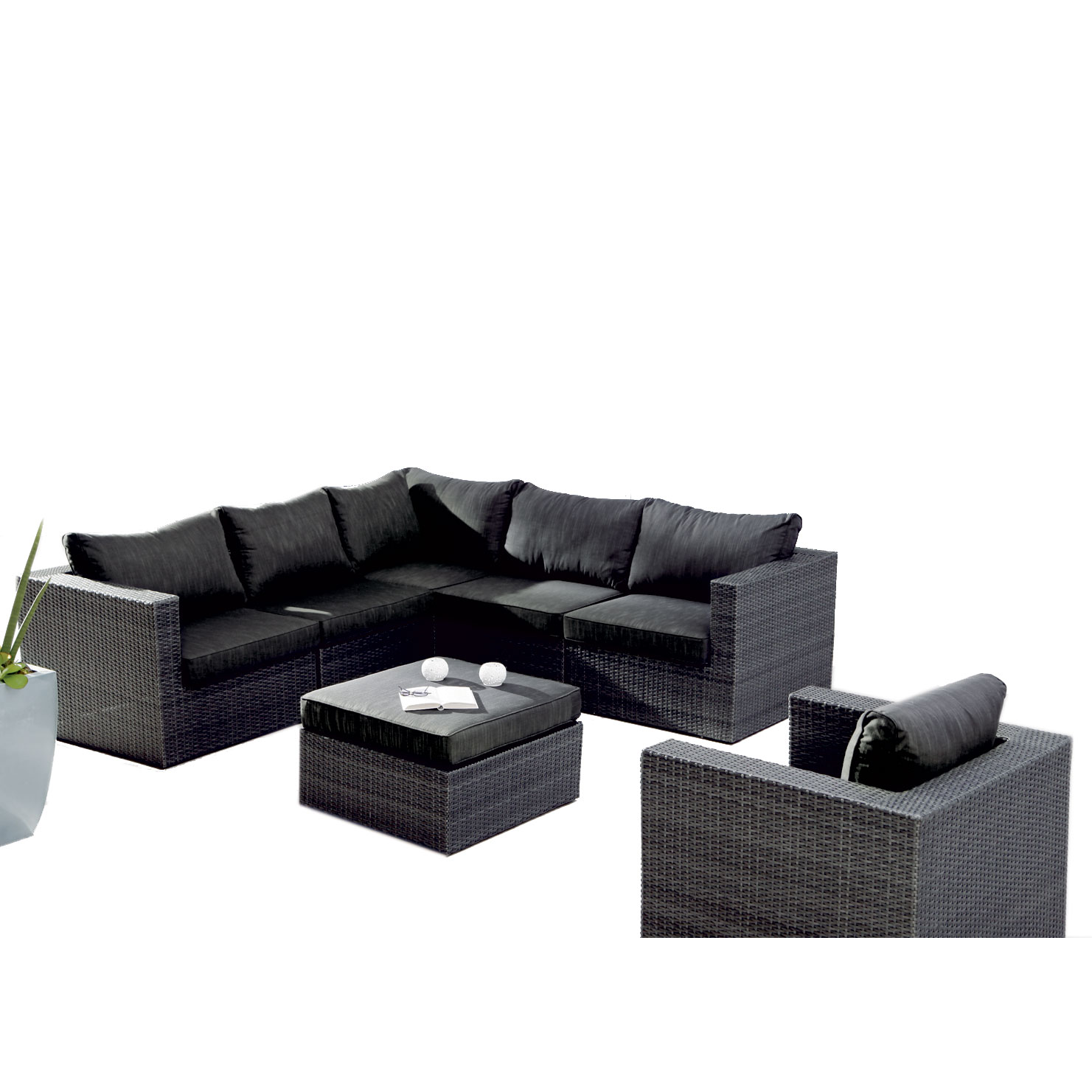 Best 7-tlg. Lounge-Set Aruba anthrazit/anthrazit