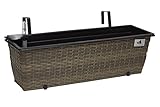 GARTENFREUDE Polyrattan Balkonkasten Blumenkasten inkl. Aufh�ngung, 60 x 19 x 18 cm, mit Bew�sserungssystem, cappuccino