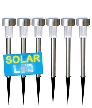 6er-Set LED Solarlampen Edelstahl 36 cm,6er-Set