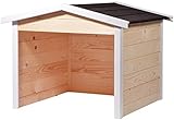 dobar 56198e M�hroboter-Garage aus Holz, Rasenroboter-Carport, 87x80x70 cm, Natur-wei�-anthrazit, Beige