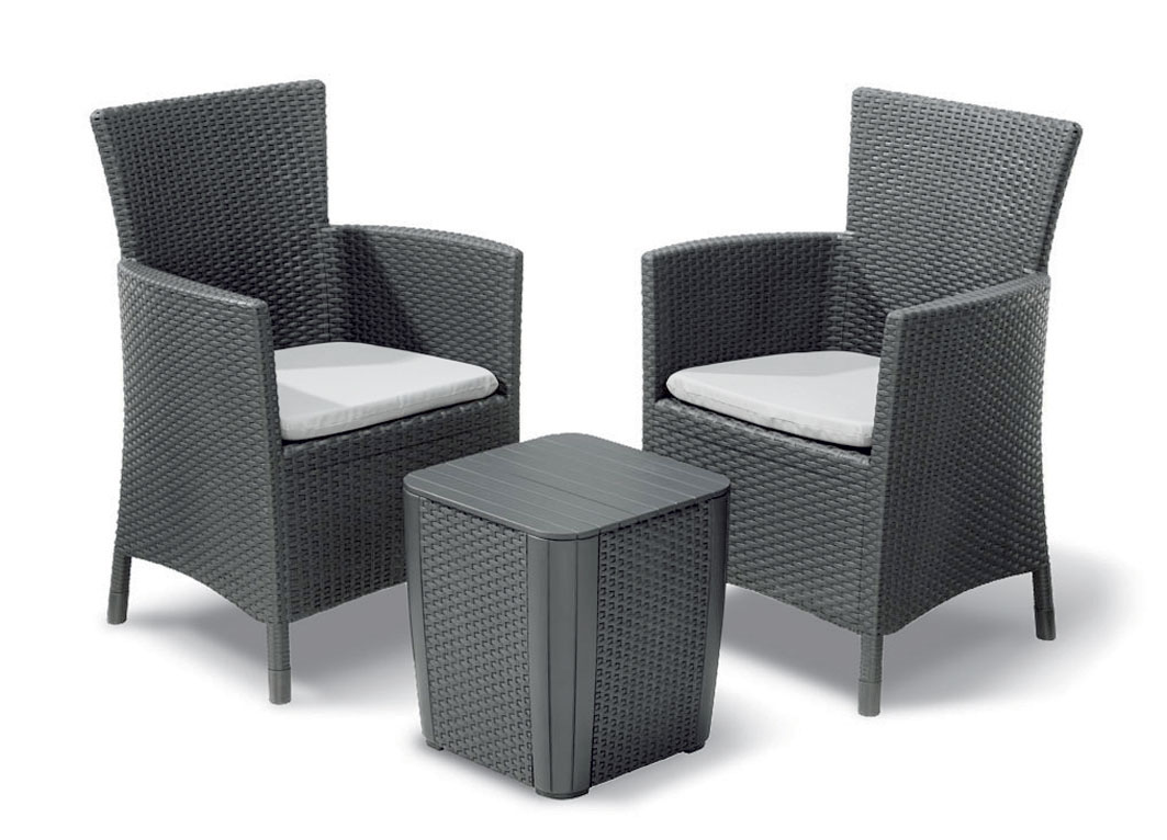 Best 3-teiliges Balkon-Set Napoli graphit/hellgrau