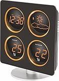 Technoline WS 6830 Wetterstation mit Wetterdendenz, Temperaturanzeigen, 2 Weckalarmen und Schlummerfunktion, LED-Anzeige, inklusive Au�ensender TX 96-TW004, warmes orange, Geh�use schwarz