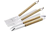Enders Grillbesteck Set 8753, BBQ Grill-Zubeh�r Besteck aus Edelstahl, 3-teilig, Grill Zange, Wender, Gabel, mit Holzgriff