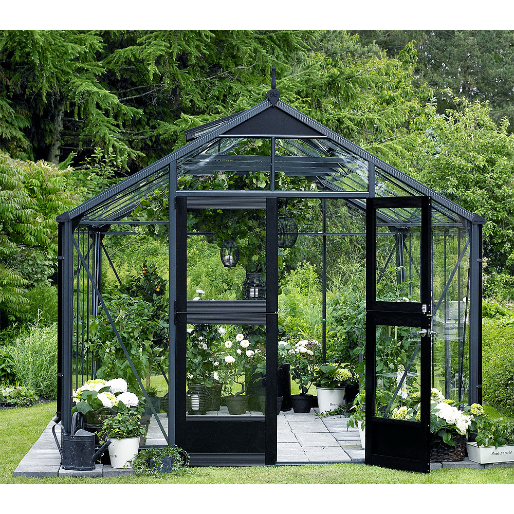 Juliana Gew�chshaus Premium anthrazit 8,8 m�, Sicherheitsglas 3mm