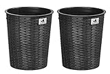 Gartenfreude Pflanzk�bel aus Polyrattan 2er Set, anthrazit, 26x26x30 cm, 4000-1065-001