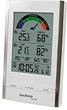 Technoline WS 9480 moderne Wetterstation mit Funkuhr, Innen- und Au�entemperaturanzeige, sowie Innen und Au�enluftfeuchteanzeige und farbige Komfortanzeige, hocglanz- wei�-chrom,  9,2 x 4,5 x 15,2 cm