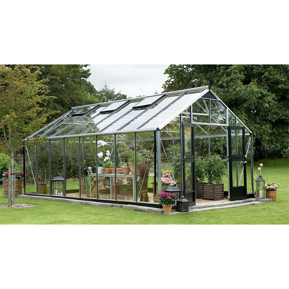 Juliana Gew�chshaus G�rtner 18,8 m�, anthrazit, Sicherheitsglas 3 mm