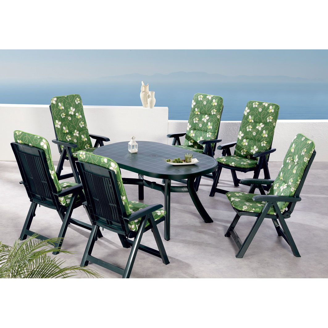 Best 13-teiliges Gartenm�belset Santiago und Kansas gr�n mit Polstern im Design 1262