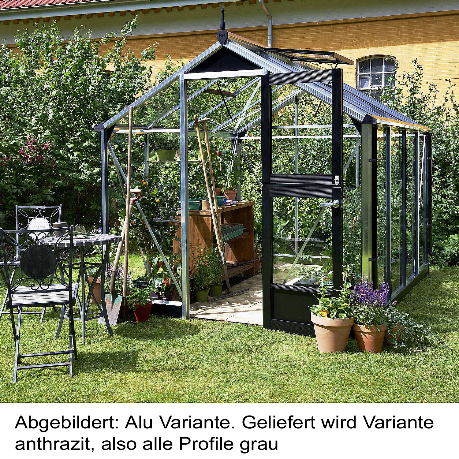 Juliana Gew�chshaus Compact Anthrazit 6,6 m� 3 mm Sicherheitsglas