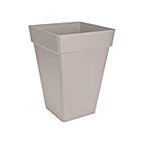 Elho Loft Urban Eckig Hoch 37 - Blumentopf - Warmes Grau - Drau�en  - � 36.5 x H 51.3 cm
