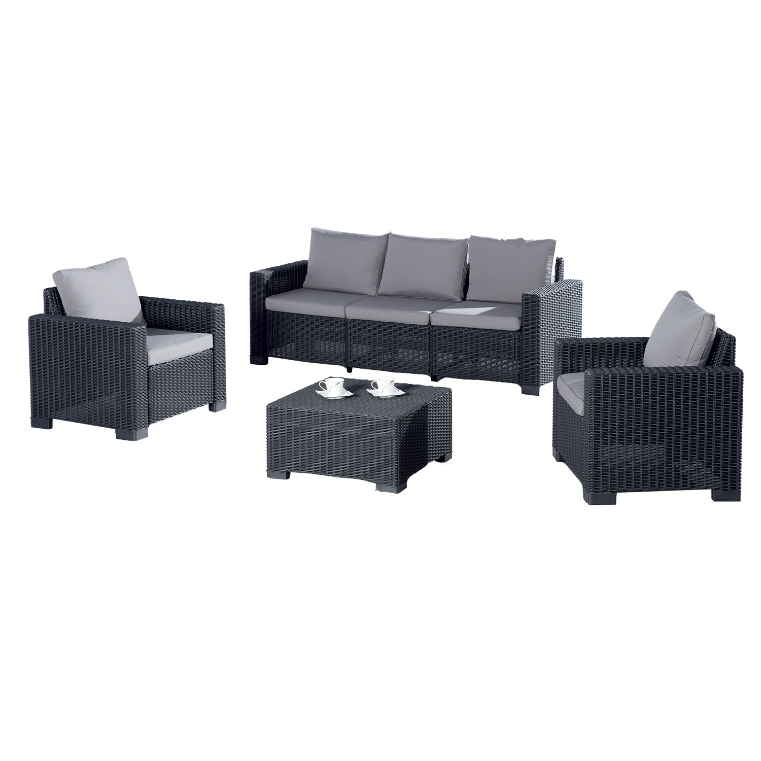 Best Mombasa 4-teilige Loungegruppe graphit/hellgrau