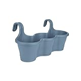 Elho Corsica Easy Hanger Trio - �bertopf - Vintage Blau - Drau�en & Balkon  - L 53.5 x W 27.1 x H 25.9 cm