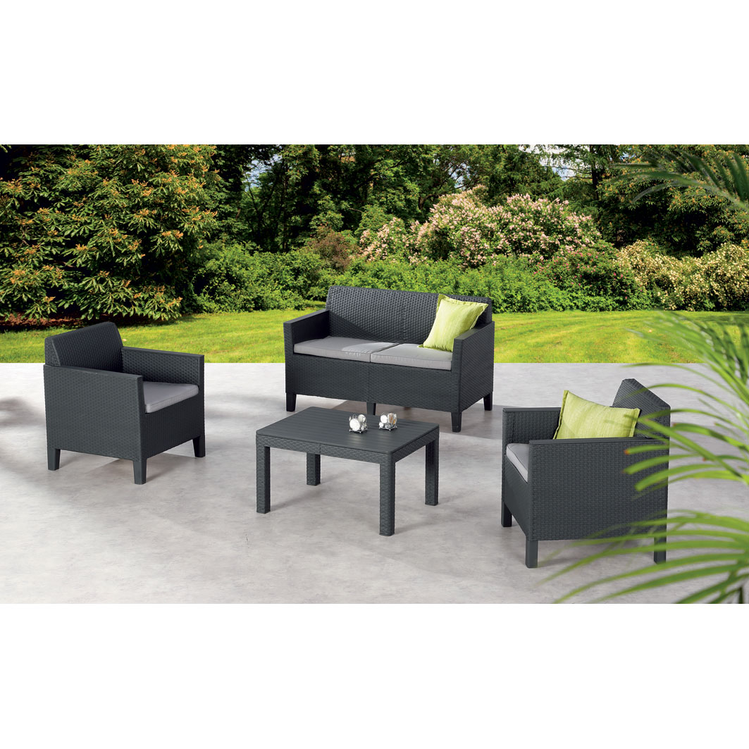 Best 4-teilige Lounge Gruppe Amalfi klein graphit/hellgrau