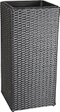GARTENFREUDE Pflanzk�bel Pflanzgef��e Blumenk�bel Blumentopf f�r Blumen etc. Polyrattan 28 x 28 x 60 cm, inkl. wasserdichtem Kunststoffeinsatz, wetterfest, schwarz im eleganten 4-Faser Design